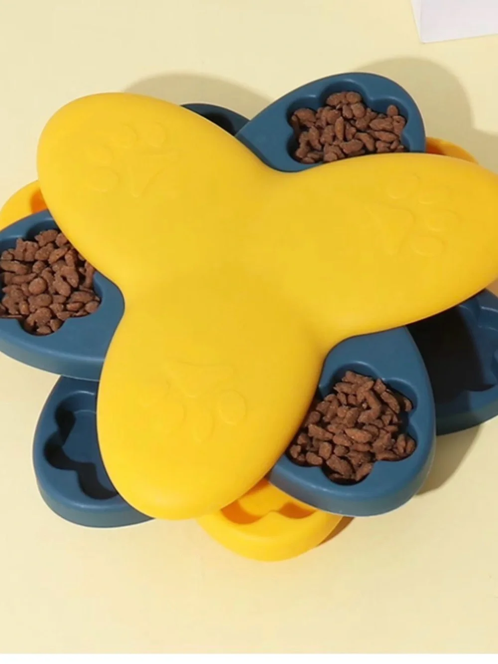 Interactive Yellow and Teal Dog Puzzle Feeder Toy
